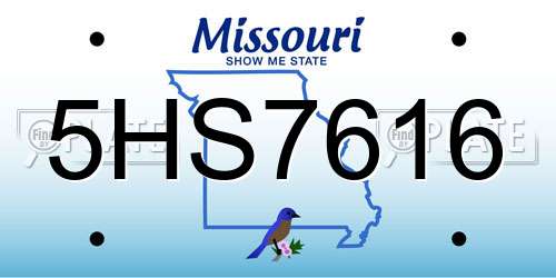 5HS7616 Missouri License Plate