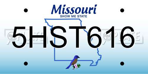 5HST616 Missouri License Plate