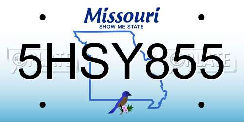 5HSY855 Missouri License Plate