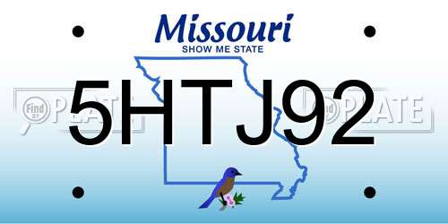 5HTJ92 Missouri License Plate