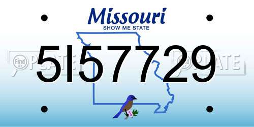 5I57729 Missouri License Plate