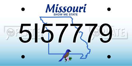 5I57779 Missouri License Plate