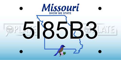 5I85B3 Missouri License Plate