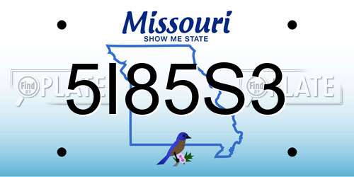 5I85S3 Missouri License Plate