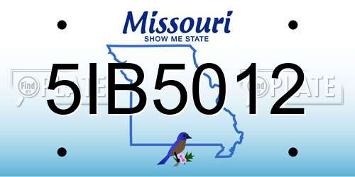 5IB5012 Missouri License Plate