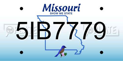 5IB7779 Missouri License Plate