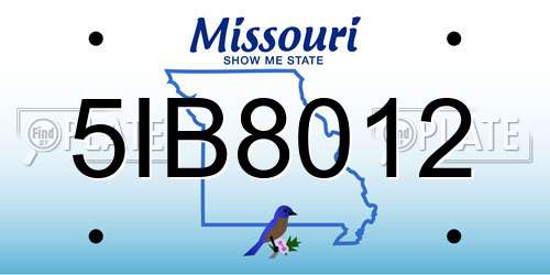 5IB8012 Missouri License Plate