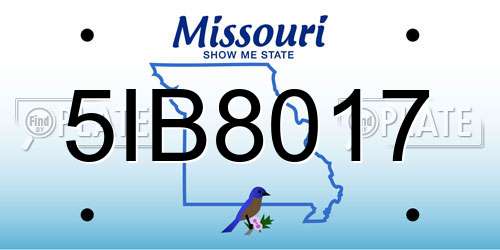 5IB8017 Missouri License Plate