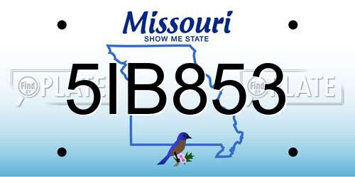 5IB853 Missouri License Plate