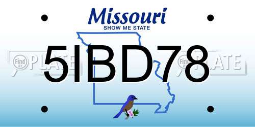 5IBD78 Missouri License Plate