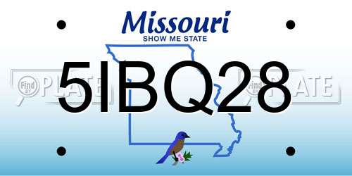 5IBQ28 Missouri License Plate