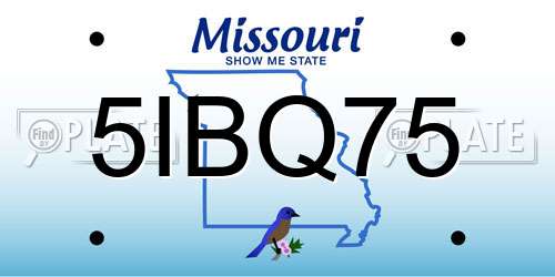 5IBQ75 Missouri License Plate
