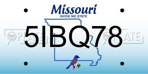 5IBQ78 Missouri License Plate