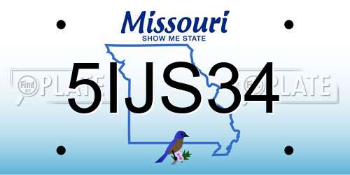 5IJS34 Missouri License Plate