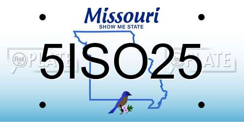 5ISO25 Missouri License Plate
