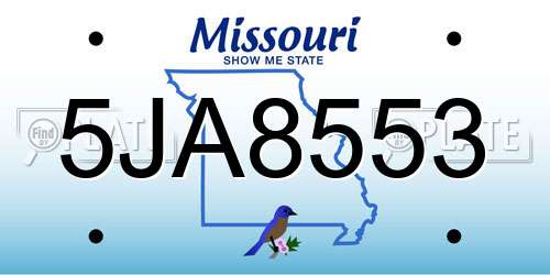 5JA8553 Missouri License Plate