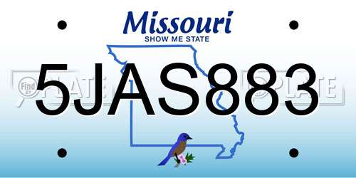 5JAS883 Missouri License Plate