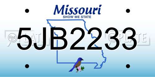5JB2233 Missouri License Plate