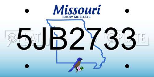 5JB2733 Missouri License Plate