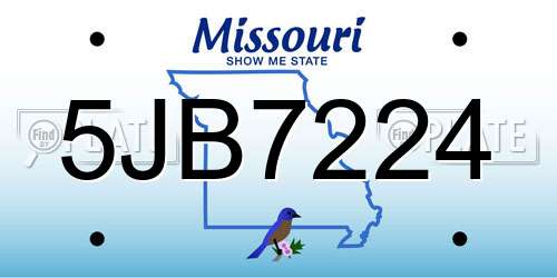 5JB7224 Missouri License Plate