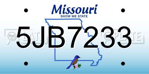 5JB7233 Missouri License Plate