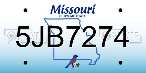 5JB7274 Missouri License Plate