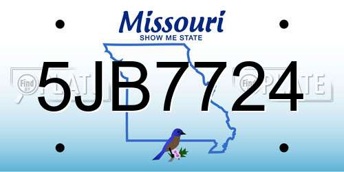 5JB7724 Missouri License Plate