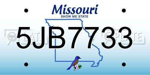 5JB7733 Missouri License Plate