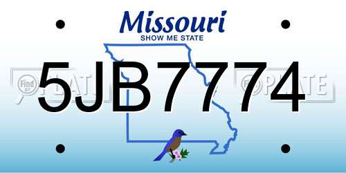 5JB7774 Missouri License Plate