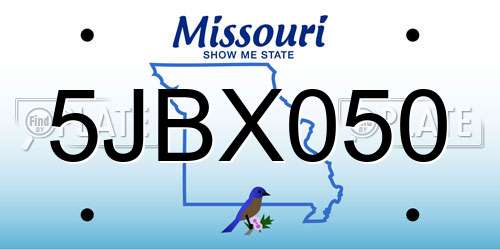 5JBX050 Missouri License Plate