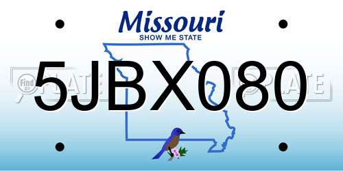 5JBX080 Missouri License Plate