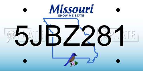 5JBZ281 Missouri License Plate