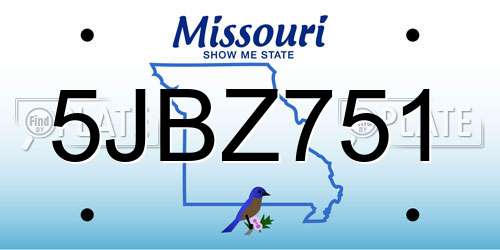 5JBZ751 Missouri License Plate