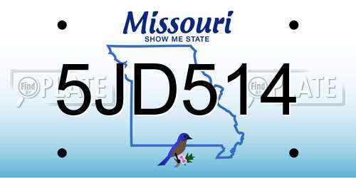 5JD514 Missouri License Plate