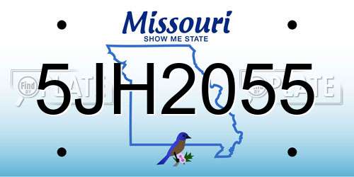 5JH2055 Missouri License Plate