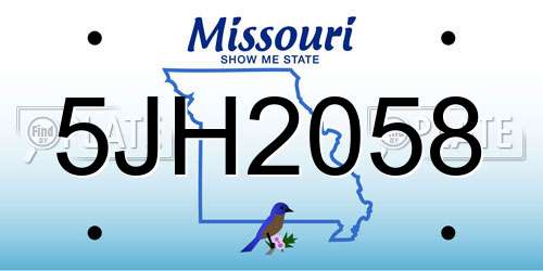 5JH2058 Missouri License Plate