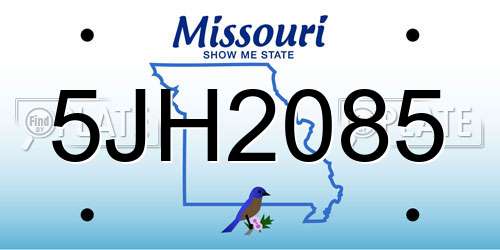 5JH2085 Missouri License Plate