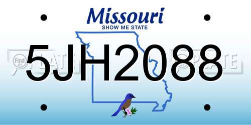 5JH2088 Missouri License Plate