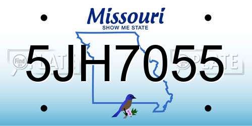 5JH7055 Missouri License Plate