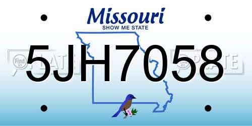5JH7058 Missouri License Plate