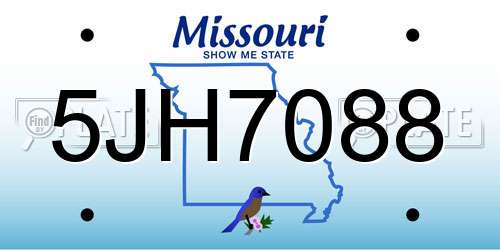 5JH7088 Missouri License Plate