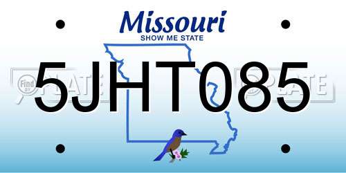 5JHT085 Missouri License Plate