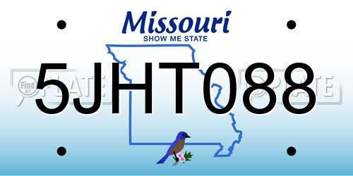 5JHT088 Missouri License Plate