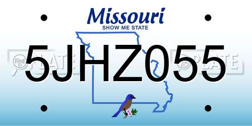 5JHZ055 Missouri License Plate