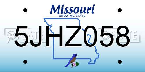 5JHZ058 Missouri License Plate