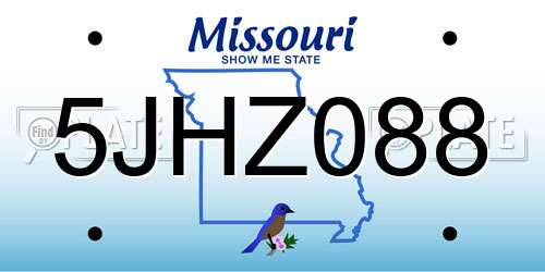 5JHZ088 Missouri License Plate