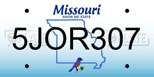 5JOR307 Missouri License Plate