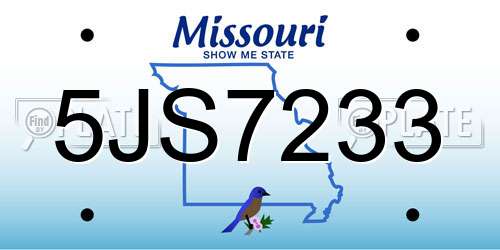 5JS7233 Missouri License Plate