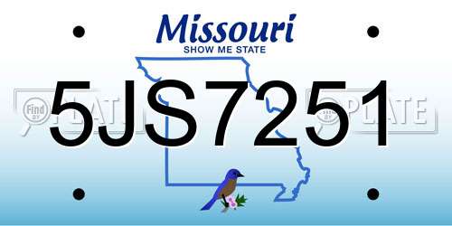 5JS7251 Missouri License Plate