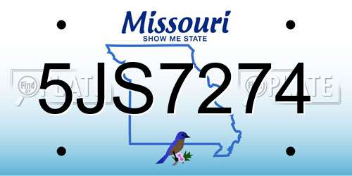 5JS7274 Missouri License Plate